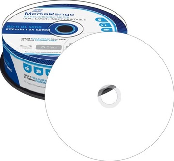 MEDIARANGE BLU-RAY BD-R DL 50GB 6x 25szt PRINTABLE