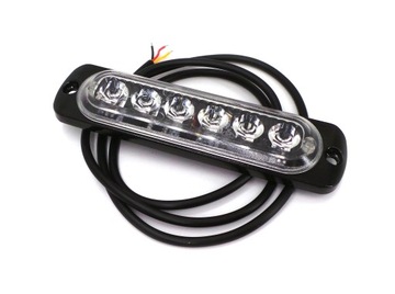 Lampa obrysowa strobo 6 LED 12V-24V, zielona mocna