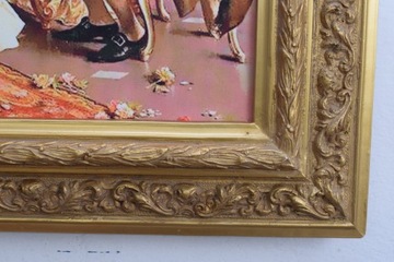 Картина Гобелен в золотой раме 108х78см Французское застолье - Картина из ткани