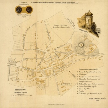 Stary plan CHEŁM 1884r. 40x40cm