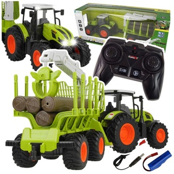 DUŻY Traktor z Przyczepą CIĄGNIK ZDALNIE STEROWANY Pilot R/C na Akumulator