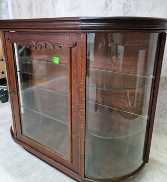 H-P WITRYNA SERWANTKA BIBLIOTECZKA ART DECO ZAOKRĄGLONE SZKLANE BOKI
