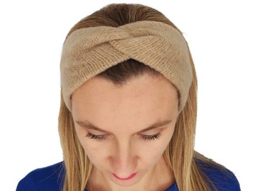 Opaska na Uszy Głowę Zimowa TURBAN Damska Węzeł Przeplatana Gruba Szeroka