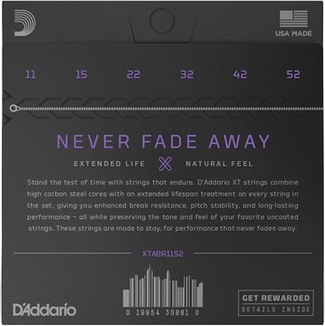 Струны для акустической гитары D'addario XTABR1152 80/20 Бронза 11-52