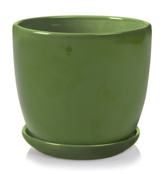 Doniczka Osłonka Ceramiczna z podstawką 17x16 cm zielona