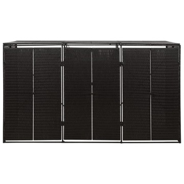 Чехол vidaXL на 3 мусорных бака, черный, 207x80x117 см, полиротанг 3198