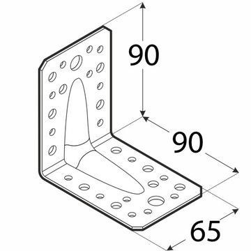 СОЕДИНИТЕЛЬ УГЛОВОЙ ПЛОТНИКОВЫЙ KPL1 90x90x65x2 10 шт.