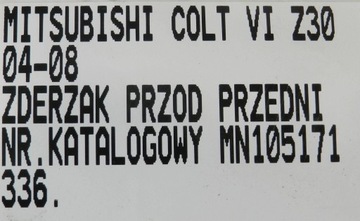 фото thumb №13, Mitsubishi colt vi z30 04-08 5d бампер перед переднее mn105171 комплектный