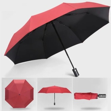 Automatic Rain & Sun Umbrella Black Coating Parasol Anti-UV 3 Folding Wind