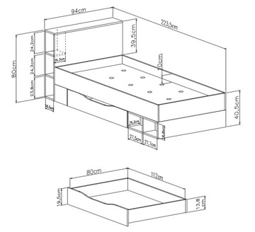Кровать Гоби с тумбочкой FREE MATTRESS - люкс белый/желтый