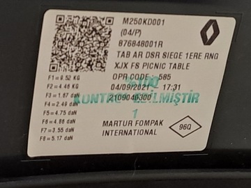 фото thumb №9, Сиденье пассажира правые перед переднее столик dacia logan 3 iii sandero 21r