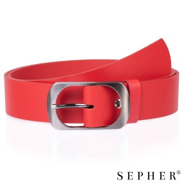 Pasek skórzany SEPHER Classic 4cm J. CZERWONY | 85