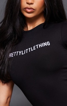 PRETTYLITTLETHING BODY CZARNE Z NAPISEM KRÓTKI RĘKAW RM D564103