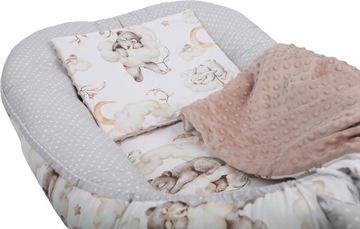 НАБОР ДЕТСКОГО КОКОНА NEST MINKY PIECE XXL BABYMAM, 7 ЭЛЕМЕНТОВ.