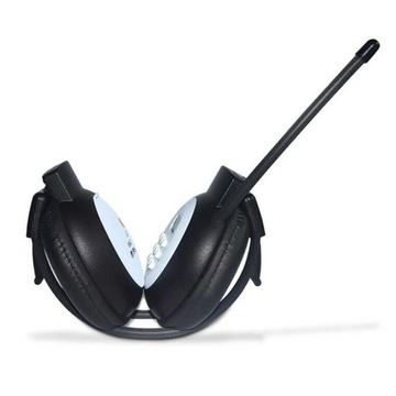 Портативные наушники с FM-радио. Наушники, персональные, беспроводные, с батарейным питанием.