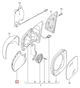 КОРПУС НИЖНЕГО ЗЕРКАЛА OE VAG VW T5 T6 AMAROK