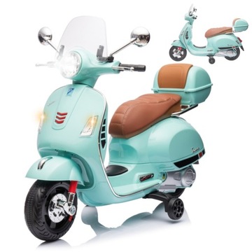 БИРЮЗОВЫЙ МОТОР VESPA GTS MILLY MALLY АККУМУЛЯТОРНЫЙ СКУТЕР МЯТНЫЙ МУЗЫКАЛЬНЫЙ СВЕТОДИОД