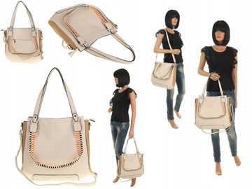 The Grace bags Torebka Damska beżowa worek listonoszka YD9018 Beige