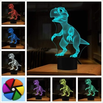 НОЧНОЙ СВЕТОДИОД ДИНОЗАВРА T-REX 3D ЦВЕТ СВЕТОДИОДА + ПУЛЬТ ДИСТАНЦИОННОГО УПРАВЛЕНИЯ