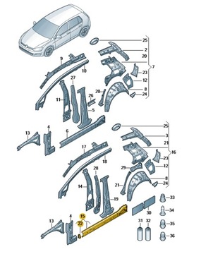 фото thumb №1, Порог левый внутренний vw golf vii оригинал