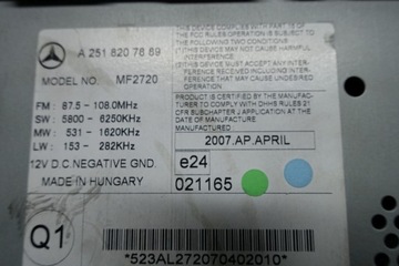 фото thumb №5, Mercedes w251 радіо mf2720 2518207889 r-klasa