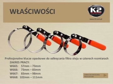 K2 Klucz do filtrów opaskowy 102-111mm W668