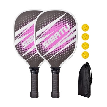 Wiosła Pickleball 4 Pickleballs Rakiety Pickleball z wygodnym uchwytem,