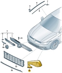 фото thumb №2, Решётка бампера перед левая vw golf viii r