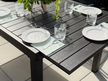 STÓŁ KOMPOZYTOWY TARASOWY ROZKŁADANY CZARNY 200 cm