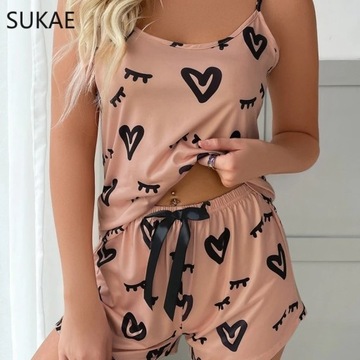 Пижама SUKAE из молочного шелка на тонких бретельках S
