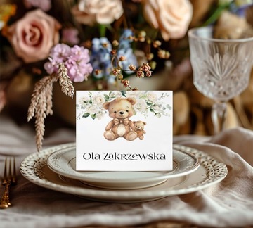 WINIETKI NA STÓŁ wizytówki NA CHRZEST URODZINY - ZESTAW 6 sztuk [D045]