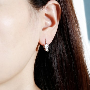 СЕРЕБРЯНЫЕ СЕРЬГИ «КОТ» ДЛЯ ДЕВОЧКИ, СЕРЕБРО 925 ПРОБЫ, АНГЛИЙСКИЙ