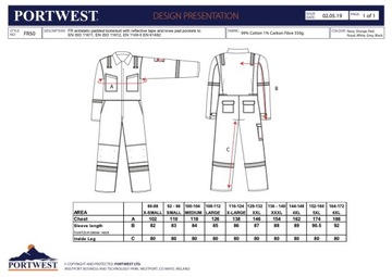 Огнестойкий и антистатический промышленный комбинезон Fr50 Portwest