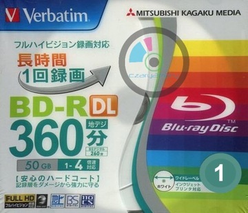 Verbatim BD-R DL 50 ГБ x4 Тонкий футляр для компакт-дисков с возможностью печати