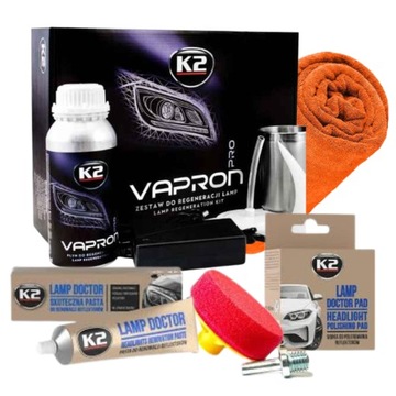 Комплект для регенерации фар K2 Vapron + паста и полировальная подушечка