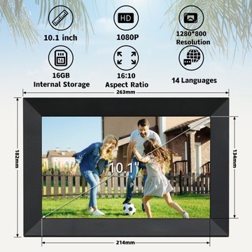 Цифровая фоторамка 10,1 дюйма, Wi-Fi, 1280x800, 16+32 ГБ