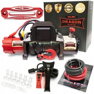 ЛЕБЕДКА ДЛЯ ЭЛЕКТРОМОБИЛЕЙ 12 В 6T Синтетическая ЛЕБЕДКА DRAGON