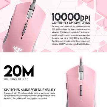 X17 розовая игровая мышь 10000 DPI RGB Esport