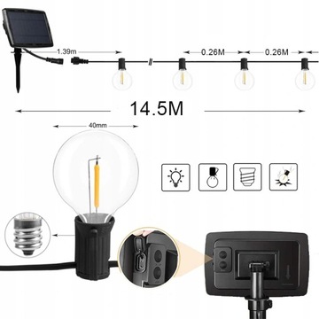 USB СОЛНЕЧНАЯ ГИРЛЕНДИЯ GARDEN 50 СВЕТОДИОДНЫХ ШАРИКОВЫХ ЛАМПОЧЕК