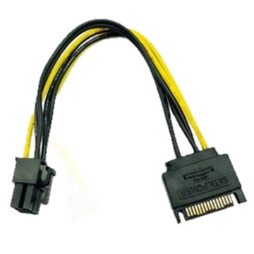 КАБЕЛЬ ПИТАНИЯ SATA 15-6-КОНТАКТНЫЙ PCI-E 19см