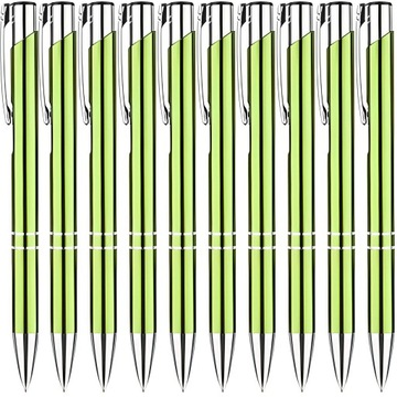РЕКЛАМНЫЕ МЕТАЛЛИЧЕСКИЕ РУЧКИ АВТОМАТИЧЕСКИЕ СВЕТЛО-ЗЕЛЕНЫЕ 50 ШТ. СИНИЙ стержень