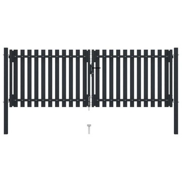 vidaXL Двойные ворота для забора, сталь 306x125 см, антрацит