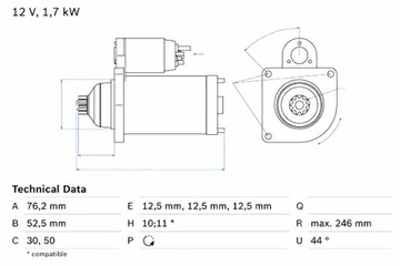 фото thumb №1, Bosch стартер audi a3 seat altea altea xl cordoba ibiza iii ibiza