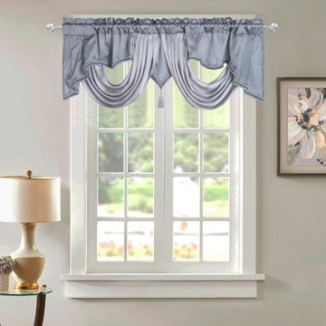 Kieszeń na pręt Valance Oddychająca zasłona okienna Panel Poziomy okien Decor Szary