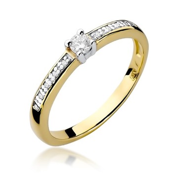Złoty pierścionek z brylantami 0,13 ct pr. 585 r11