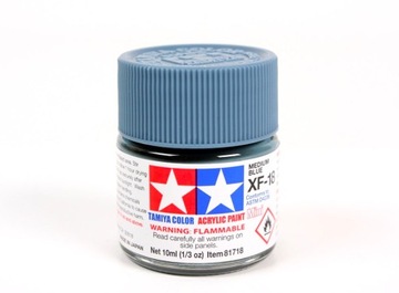 MODELARSKA FARBA AKRYLOWA NIEBIESKA MATOWA TAMIYA 10ml XF-18 MEDIUM BLUE (M