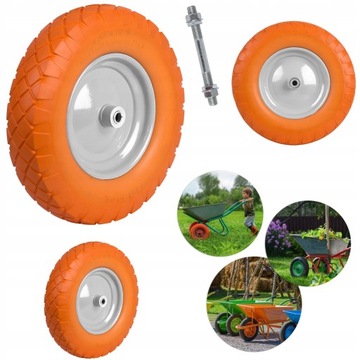 KÓŁKO DO TACZKI OPONA BEZDĘTKOWA 400x8 OPONA DO WÓZKA SOLIDNE + OŚKA GRATIS