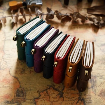 Мини-блокнот Fromthenon Traveler's Notebook с отрывными листами, верхний слой из телячьей кожи