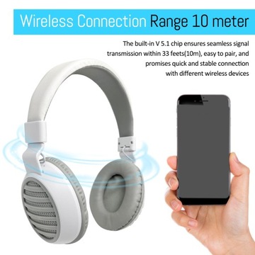 Накладные наушники Bluetooth Складные беспроводные проводные наушники белого цвета