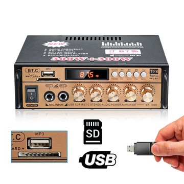 УСИЛИТЕЛЬ СТЕРЕО BLUETOOTH УСИЛИТЕЛЬ USB SD FM-радио MP3 220 В/12 В 600 Вт